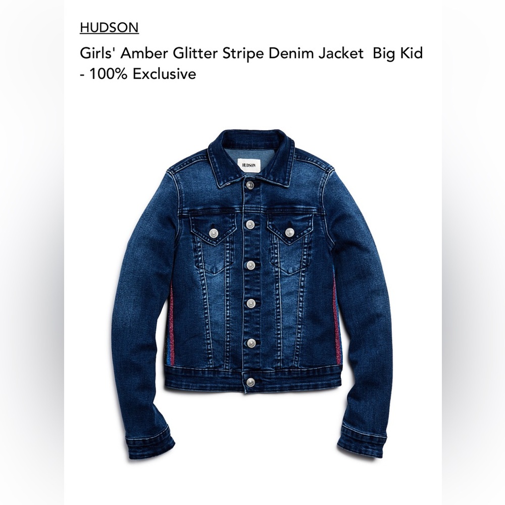 Hudson Girls Amber Glitter Striped Denim Jacket, size XL